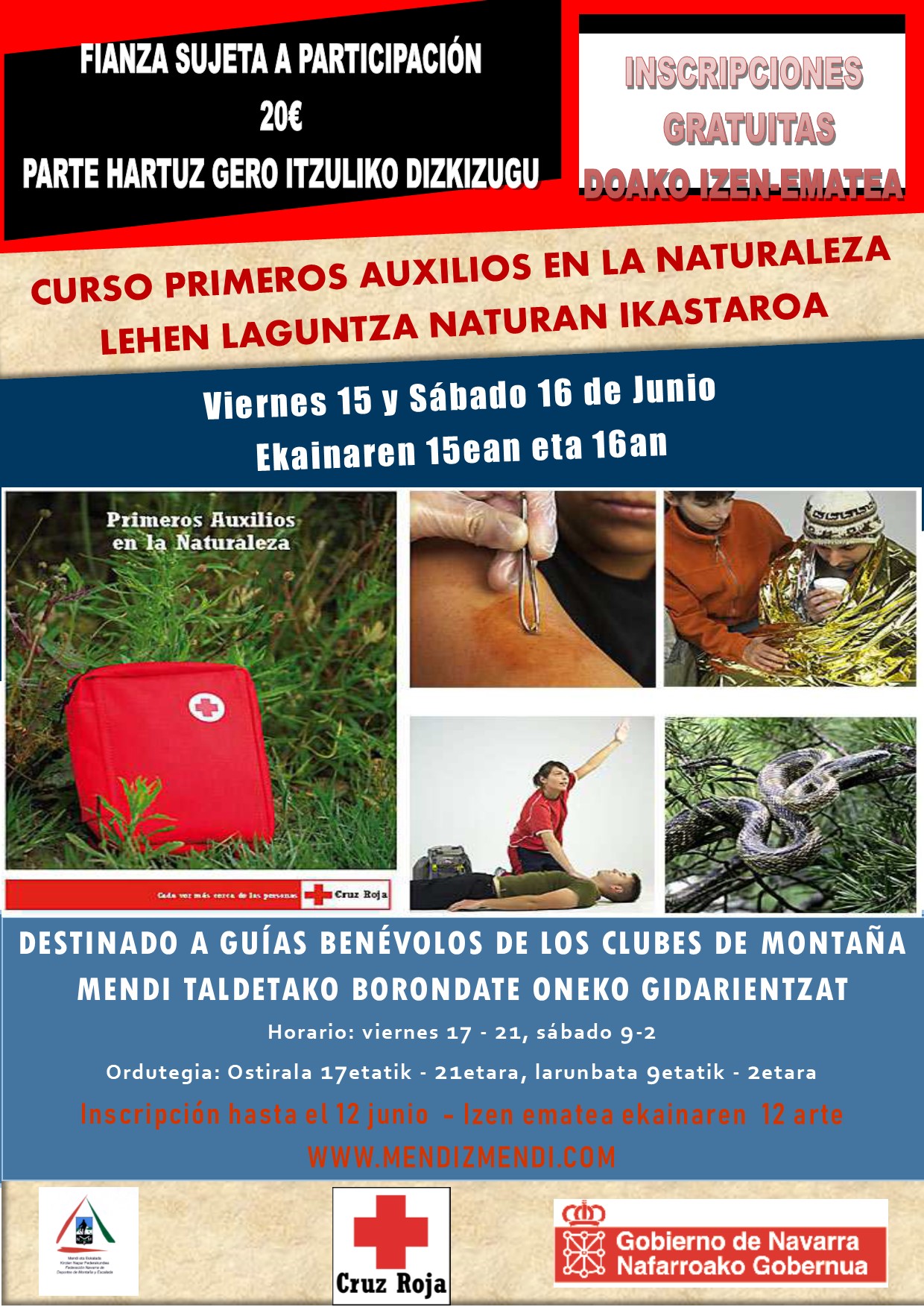 CURSO PRIMEROS AUXILIOS EN LA NATURALEZA